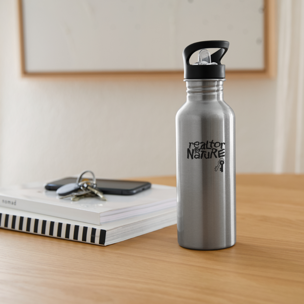 Realtor By Nature Water Bottle - silver